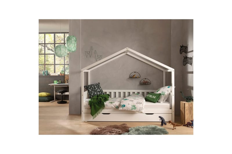 Hussäng med låda Dallas 90x200 cm Vit, Med staket - Vit, Med staket - Möbler - Sovrum - Förvaring sovrum - Sänglåda