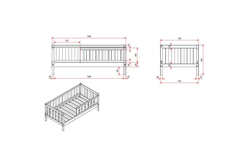 Juniorsäng med låda Peuterbed Grå - Grå - Möbler - Sovrum - Förvaring sovrum - Sänglåda