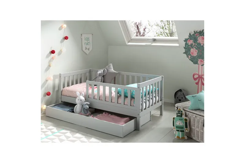 Juniorsäng med låda Peuterbed Grå - Grå - Möbler - Sovrum - Förvaring sovrum - Sänglåda
