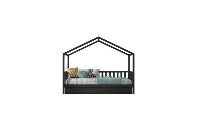 Säng med låda och staket Dallas 90x200 cm Antracit - Antracit - Möbler - Sovrum - Förvaring sovrum - Sänglåda