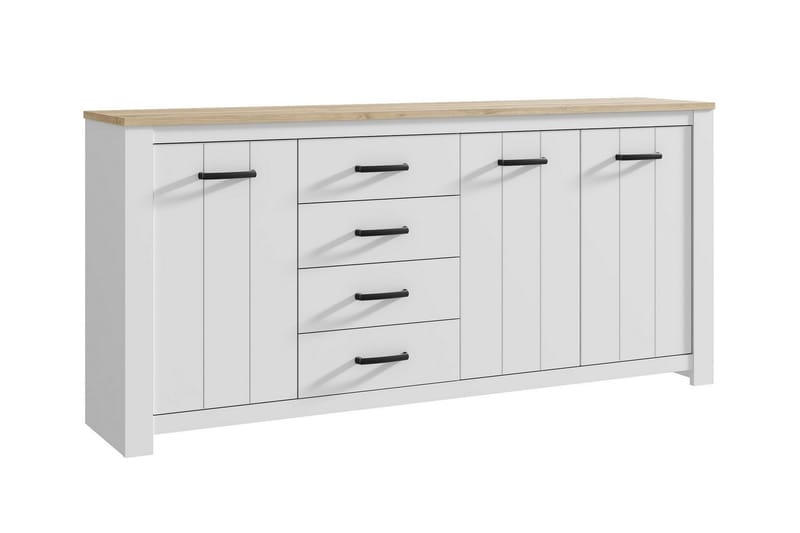 Crumpton Byrå 206 cm, Vit/Brun
