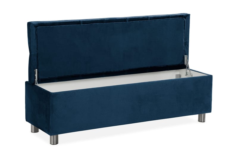Ella Sängkista 140cm Djuphäftad - Blå/Sammet - Möbler - Sovrum - Förvaring sovrum - Sängkista