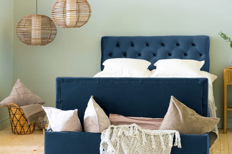 Ella Sängkista 140cm Djuphäftad - Blå/Sammet - Möbler - Sovrum - Förvaring sovrum - Sängkista