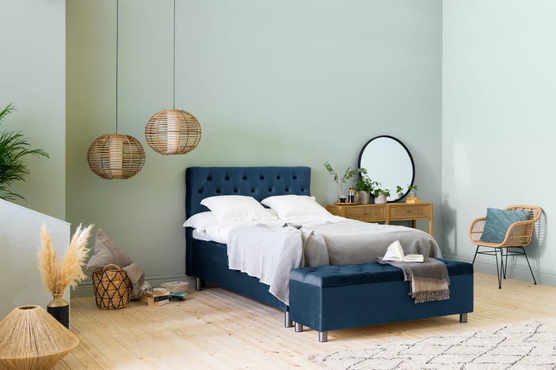 Ella Sängkista 140cm Djuphäftad - Blå/Sammet - Möbler - Sovrum - Förvaring sovrum - Sängkista