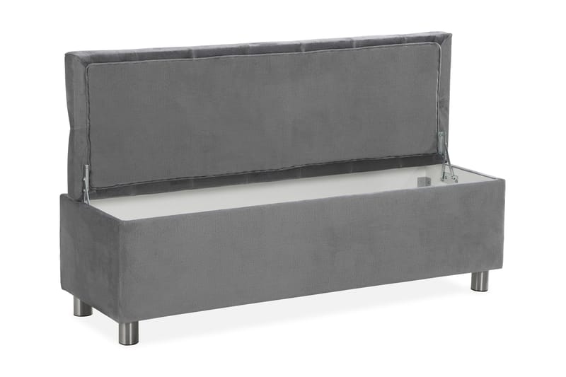 Ella Sängkista 140cm Djuphäftad - Grå/Sammet - Möbler - Sovrum - Förvaring sovrum - Sängkista