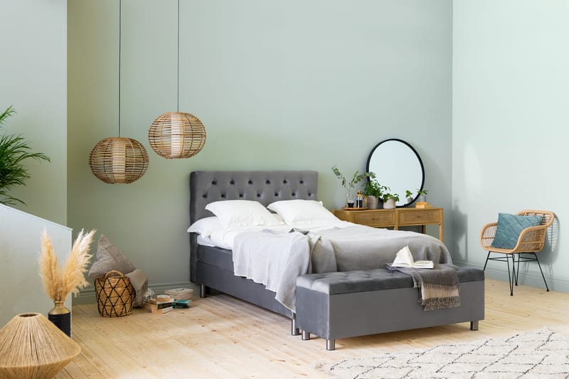 Ella Sängkista 140cm Djuphäftad - Grå/Sammet - Möbler - Sovrum - Förvaring sovrum - Sängkista
