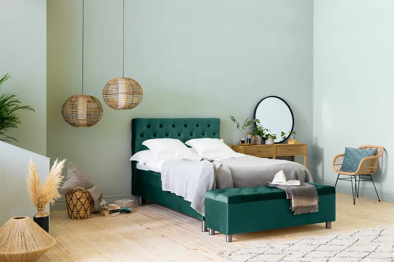 Ella Sängkista 140cm Djuphäftad - Grön/Sammet - Möbler - Sovrum - Förvaring sovrum - Sängkista