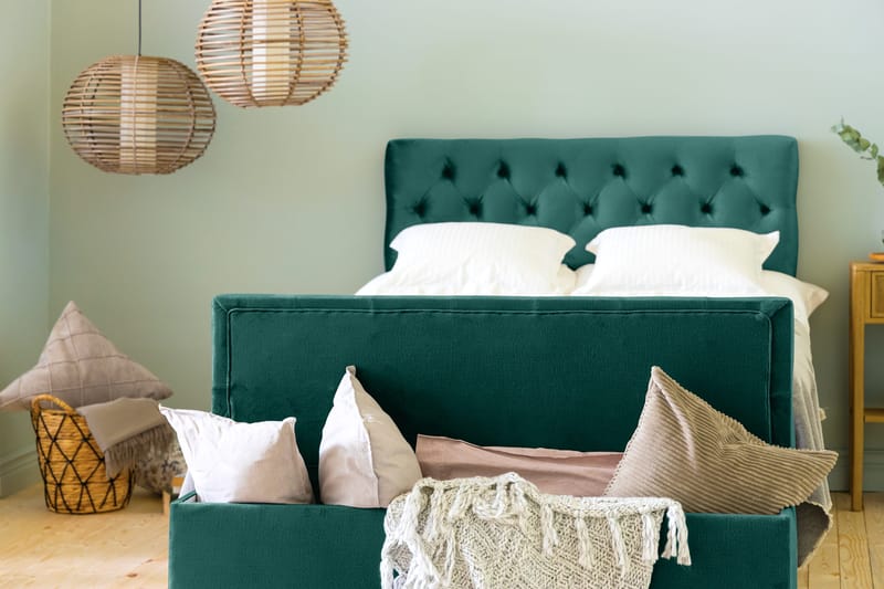 Ella Sängkista 140cm Djuphäftad - Grön/Sammet - Möbler - Sovrum - Förvaring sovrum - Sängkista