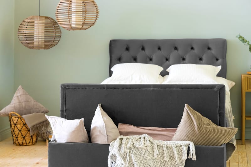 Ella Sängkista 140cm Djuphäftad - Mörkgrå - Möbler - Sovrum - Förvaring sovrum - Sängkista