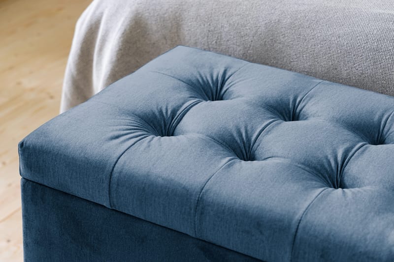 Ella Sängkista 140cm Rutig - Blå/Sammet - Möbler - Sovrum - Förvaring sovrum - Sängkista