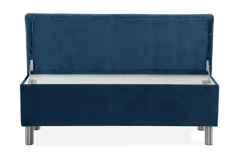 Ella Sängkista 140cm Rutig - Blå/Sammet - Möbler - Sovrum - Förvaring sovrum - Sängkista