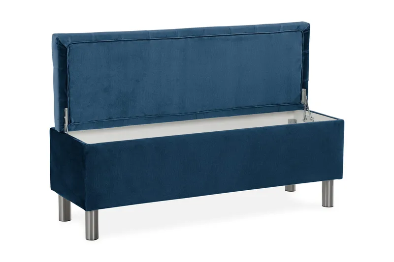 Ella Sängkista 140cm Rutig - Blå/Sammet - Möbler - Sovrum - Förvaring sovrum - Sängkista