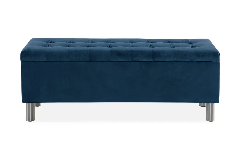 Ella Sängkista 140cm Rutig - Blå/Sammet - Möbler - Sovrum - Förvaring sovrum - Sängkista