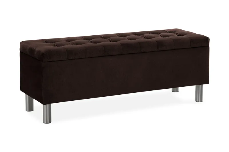 Ella Sängkista 140cm Rutig, Brun/Sammet