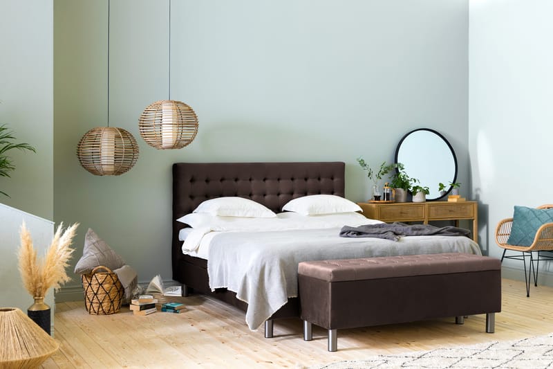 Ella Sängkista 140cm Rutig - Brun/Sammet - Möbler - Sovrum - Förvaring sovrum - Sängkista