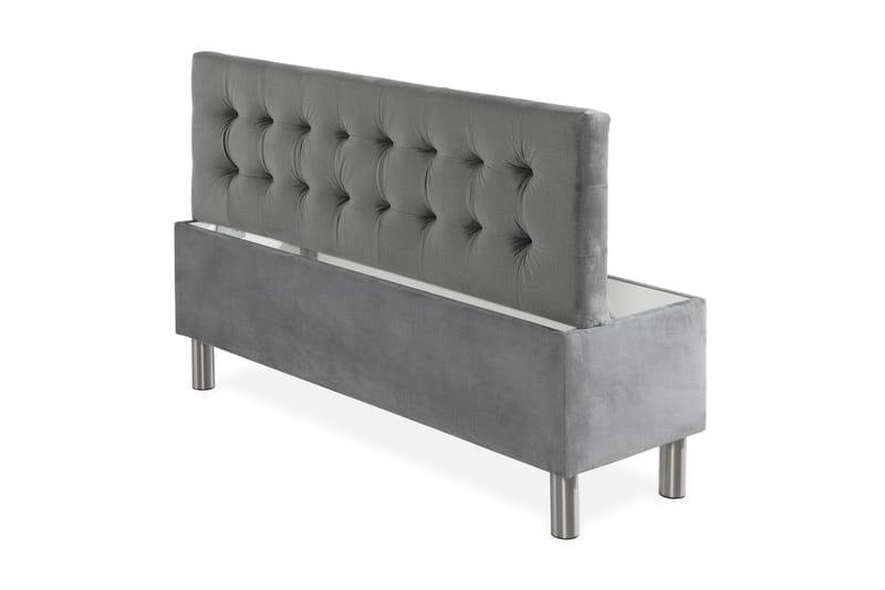 Ella Sängkista 140cm Rutig - Grå/Sammet - Möbler - Sovrum - Förvaring sovrum - Sängkista