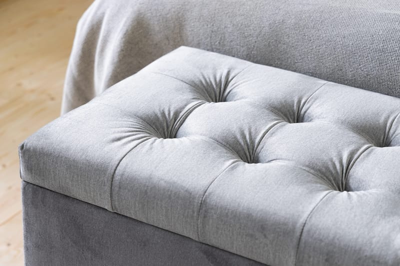 Ella Sängkista 140cm Rutig - Grå/Sammet - Möbler - Sovrum - Förvaring sovrum - Sängkista