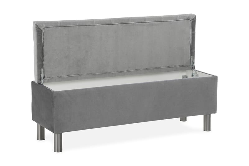 Ella Sängkista 140cm Rutig - Grå/Sammet - Möbler - Sovrum - Förvaring sovrum - Sängkista