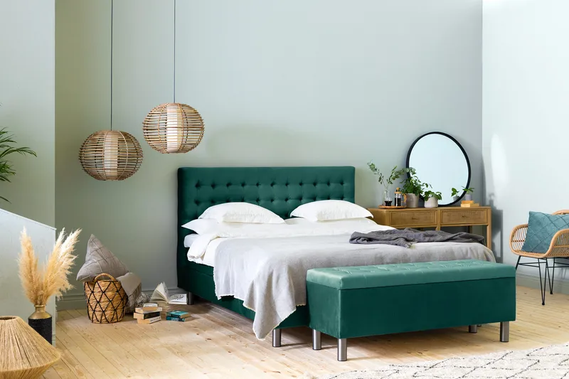 Ella Sängkista 140cm Rutig - Grön/Sammet - Möbler - Sovrum - Förvaring sovrum - Sängkista