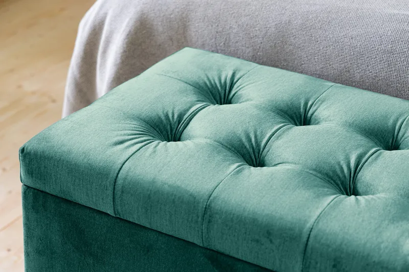 Ella Sängkista 140cm Rutig - Grön/Sammet - Möbler - Sovrum - Förvaring sovrum - Sängkista