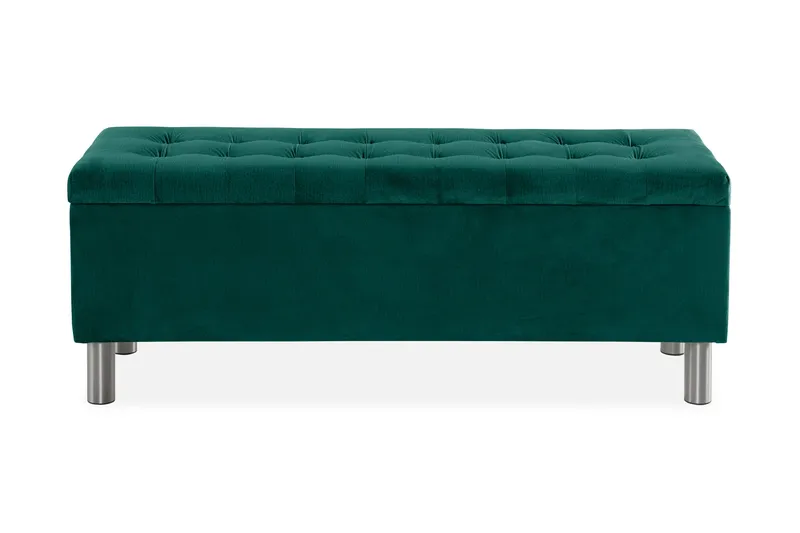 Ella Sängkista 140cm Rutig - Grön/Sammet - Möbler - Sovrum - Förvaring sovrum - Sängkista