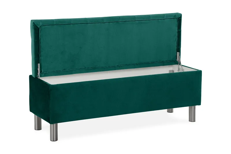 Ella Sängkista 140cm Rutig - Grön/Sammet - Möbler - Sovrum - Förvaring sovrum - Sängkista