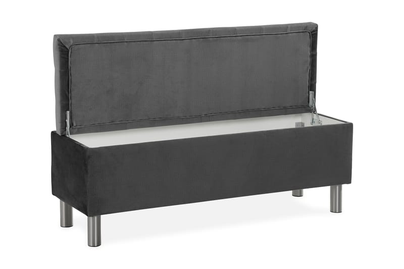 Ella Sängkista 140cm Rutig - Mörkgrå - Möbler - Sovrum - Förvaring sovrum - Sängkista