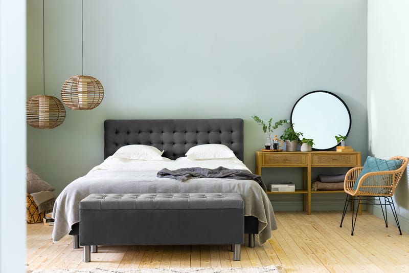 Ella Sängkista 140cm Rutig - Mörkgrå - Möbler - Sovrum - Förvaring sovrum - Sängkista