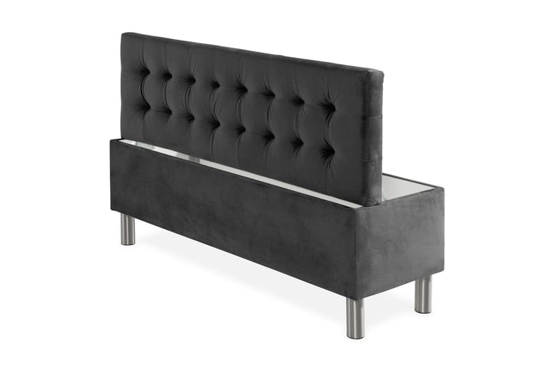 Ella Sängkista 140cm Rutig - Mörkgrå - Möbler - Sovrum - Förvaring sovrum - Sängkista