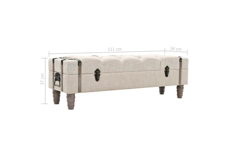 Förvaringsbänk massivt trä och stål 111x34x37 cm - Vit - Möbler - Sovrum - Förvaring sovrum - Sängkista