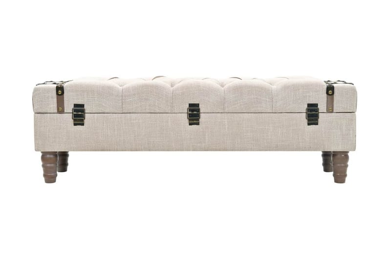 Förvaringsbänk massivt trä och stål 111x34x37 cm - Vit - Möbler - Sovrum - Förvaring sovrum - Sängkista