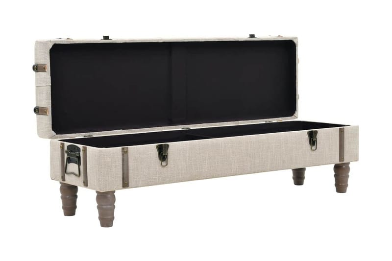 Förvaringsbänk massivt trä och stål 111x34x37 cm - Vit - Möbler - Sovrum - Förvaring sovrum - Sängkista