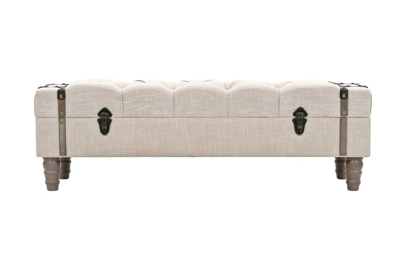 Förvaringsbänk massivt trä och stål 111x34x37 cm - Vit - Möbler - Sovrum - Förvaring sovrum - Sängkista