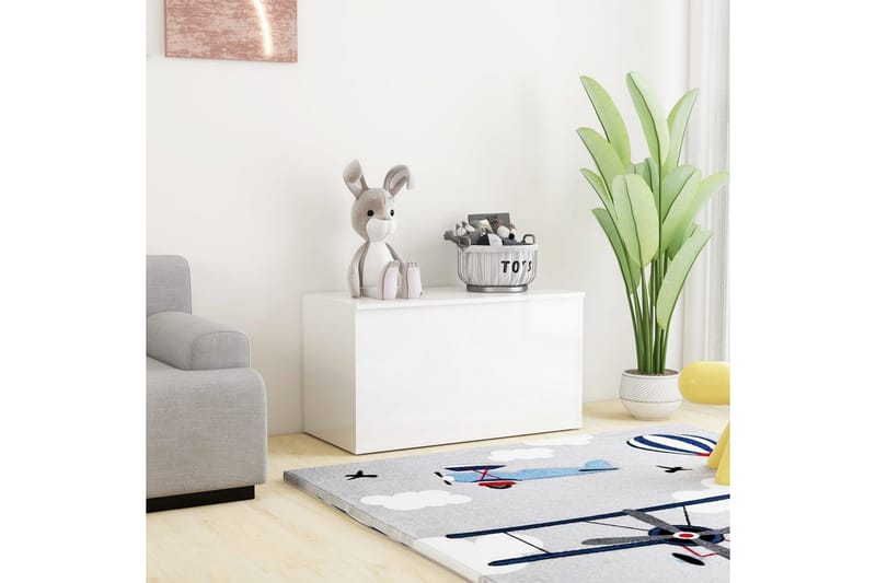 Förvaringskista vit högglans 84x42x46 cm spånskiva - Vit högglans - Möbler - Sovrum - Förvaring sovrum - Sängkista