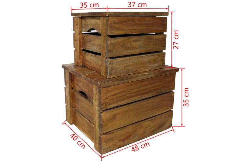 Förvaringskistor 2 st massivt återvunnet trä - Brun - Sängkista - Förvaringskista & sängkista