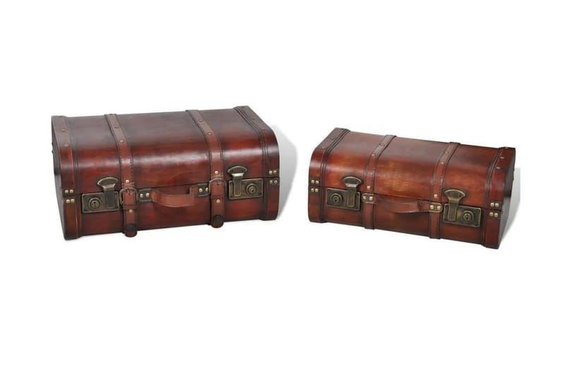 Skattkistor vintagestil 2 st trä brun - Brun - Möbler - Sovrum - Förvaring sovrum - Sängkista