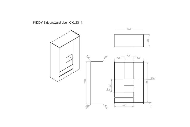 Spjälsäng med Byrå Bytesskiva garderob Bokhylla Kiddy 3-dörrars - 3-dörrars - Möbler - Sovrum - Förvaring sovrum - Sänglåda