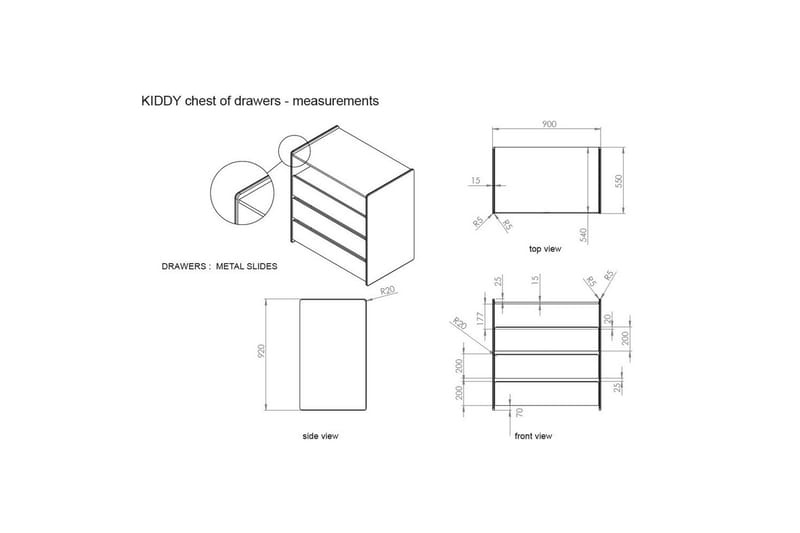 Spjälsäng med byrå, skötbordstopp och garderob Kiddy 2-dörrar - 2-dörrar - Möbler - Sovrum - Förvaring sovrum - Sänglåda