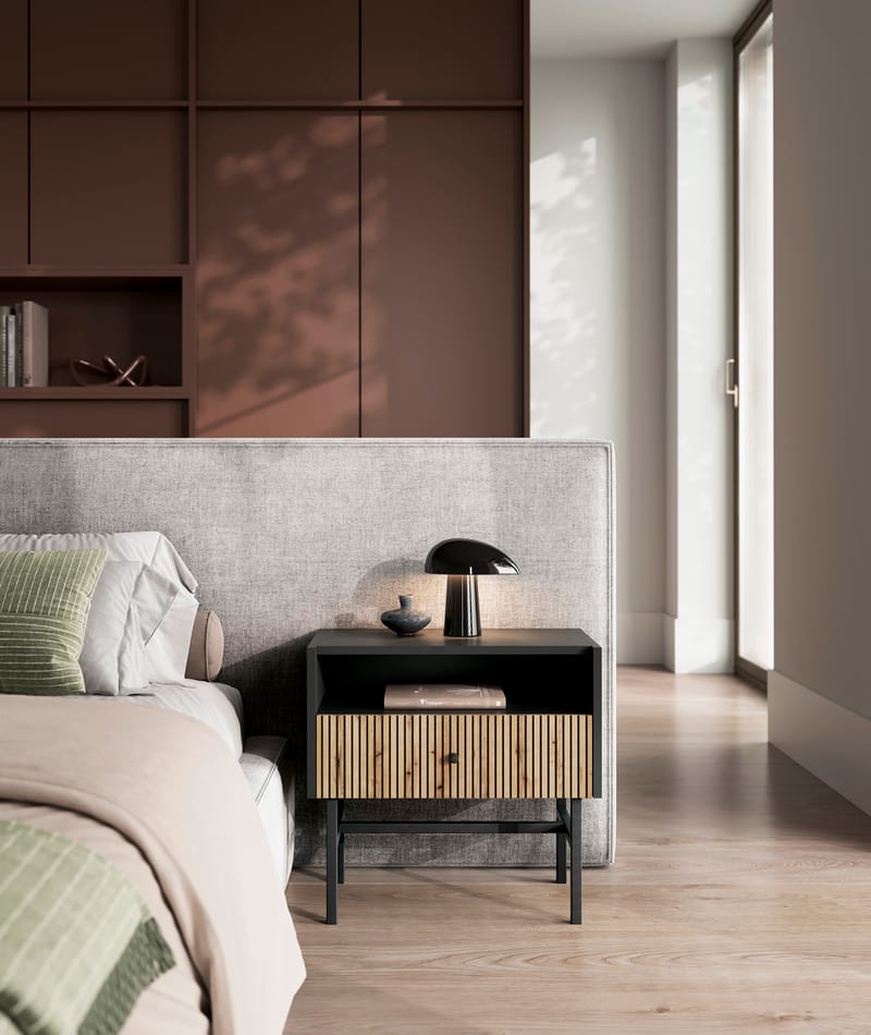 Francisca Sängbord 55 cm - Svart/Ek - Möbler - Sovrum - Sängbord