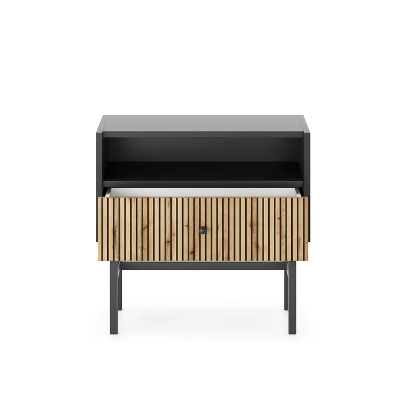 Francisca Sängbord 55 cm - Svart/Ek - Möbler - Sovrum - Sängbord