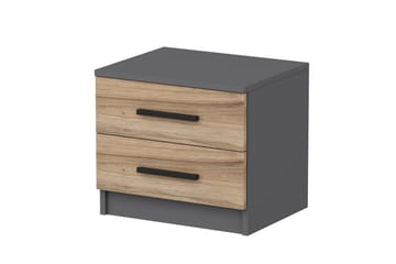 Fruitland Litet Sängbord & Nattduksbord 50 cm med Trä- och Valnötsutseende, Förvaring med Lådor - Valnöt/Antracit - Möbler - Sovrum - Sängbord