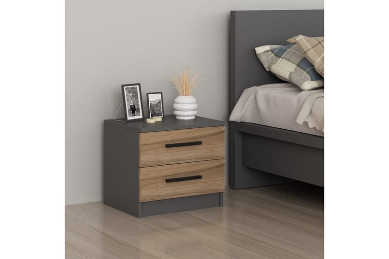 Fruitland Sängbord 50 cm - Valnöt/Antracit - Möbler - Sovrum - Sängbord