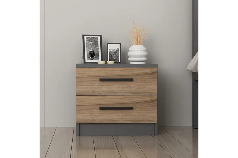 Fruitland Sängbord 50 cm - Valnöt/Antracit - Möbler - Sovrum - Sängbord