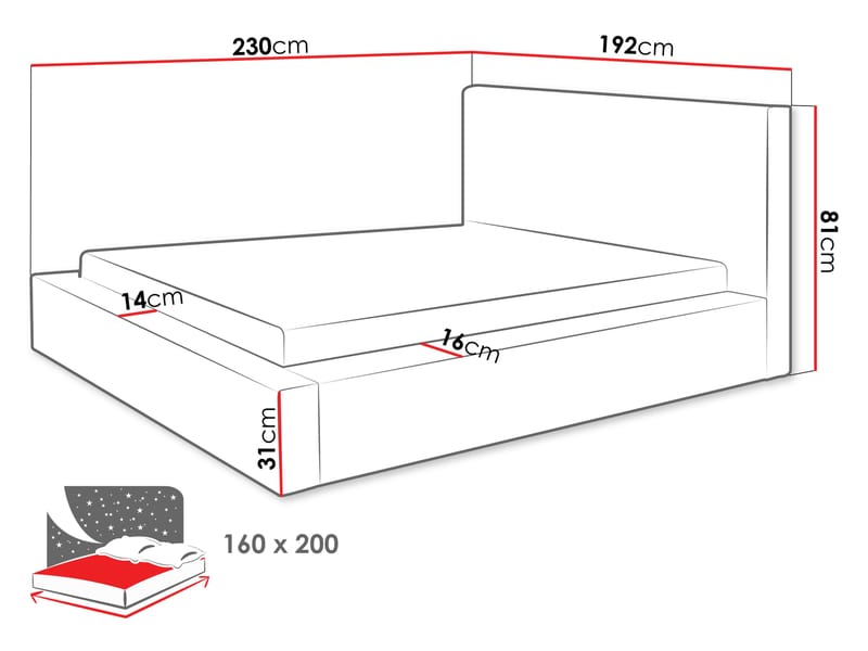 Gadi Sängram med förvaring 160x200 cm - grå - Möbler - Sovrum - Sängram & sängstomme