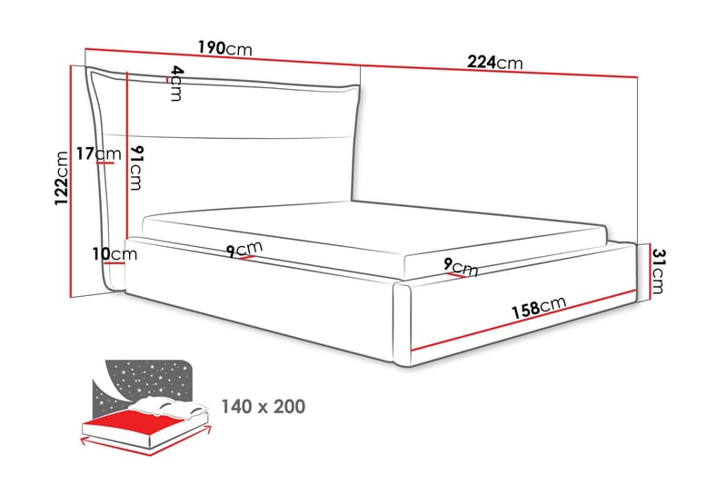 Gare Sängram 140x200 cm - Ljusgrå - Möbler - Sovrum - Sängram & sängstomme