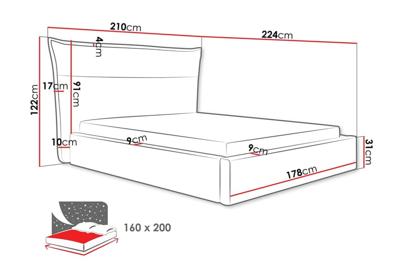 Gare Sängram 160x200 cm - Blå - Möbler - Sovrum - Sängram & sängstomme