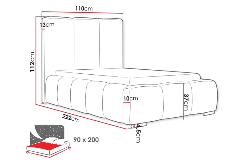 Gioia Sängram med Förvaring 90x200 cm - Blå - Möbler - Sovrum - Sängram & sängstomme