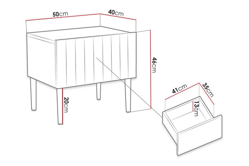 Glenndale Sängbord 50 cm Svart - Sängbord - Bord