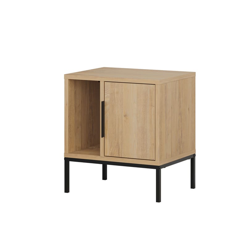 Glynn Sängbord 45 cm i Ekutseende med Förvaring och Hyllor, Brun
