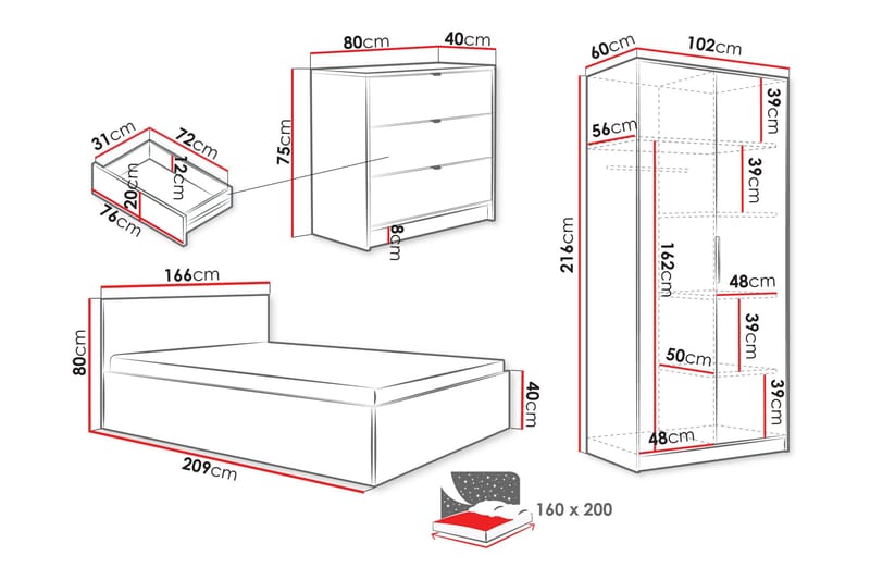 Gudelia Möbelset För Sovrum - Vit - Möbler - Sovrum - Möbelset för sovrum